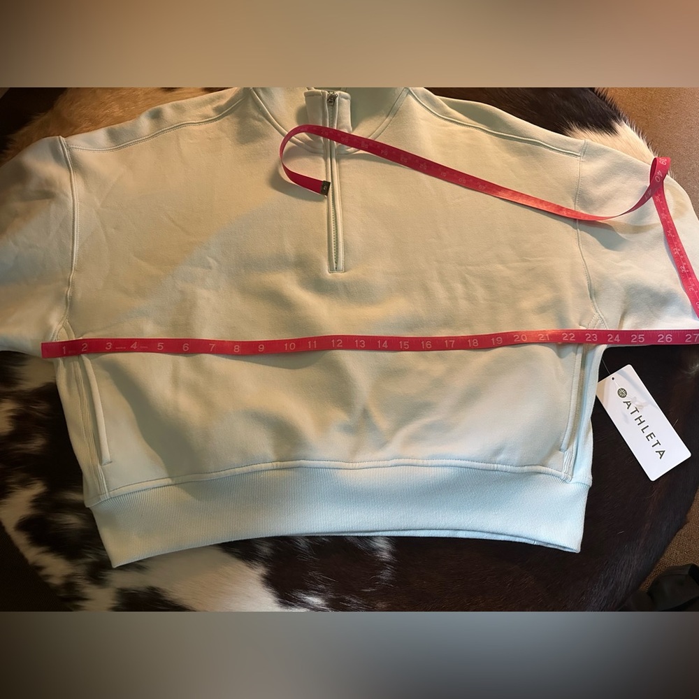Athleta Forever Fleece 1/2 Zip High Hip Sweatshirt, Glacier, Large, New, NWT! - Picture 10 of 12